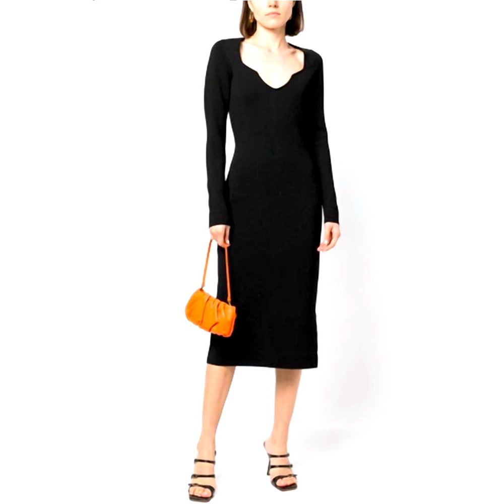 NEW VERONICA BEARD imka midi dress in black sweat heart scoop neckline nwt